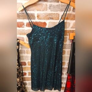 Sequin Green Spaghetti Strap Dress